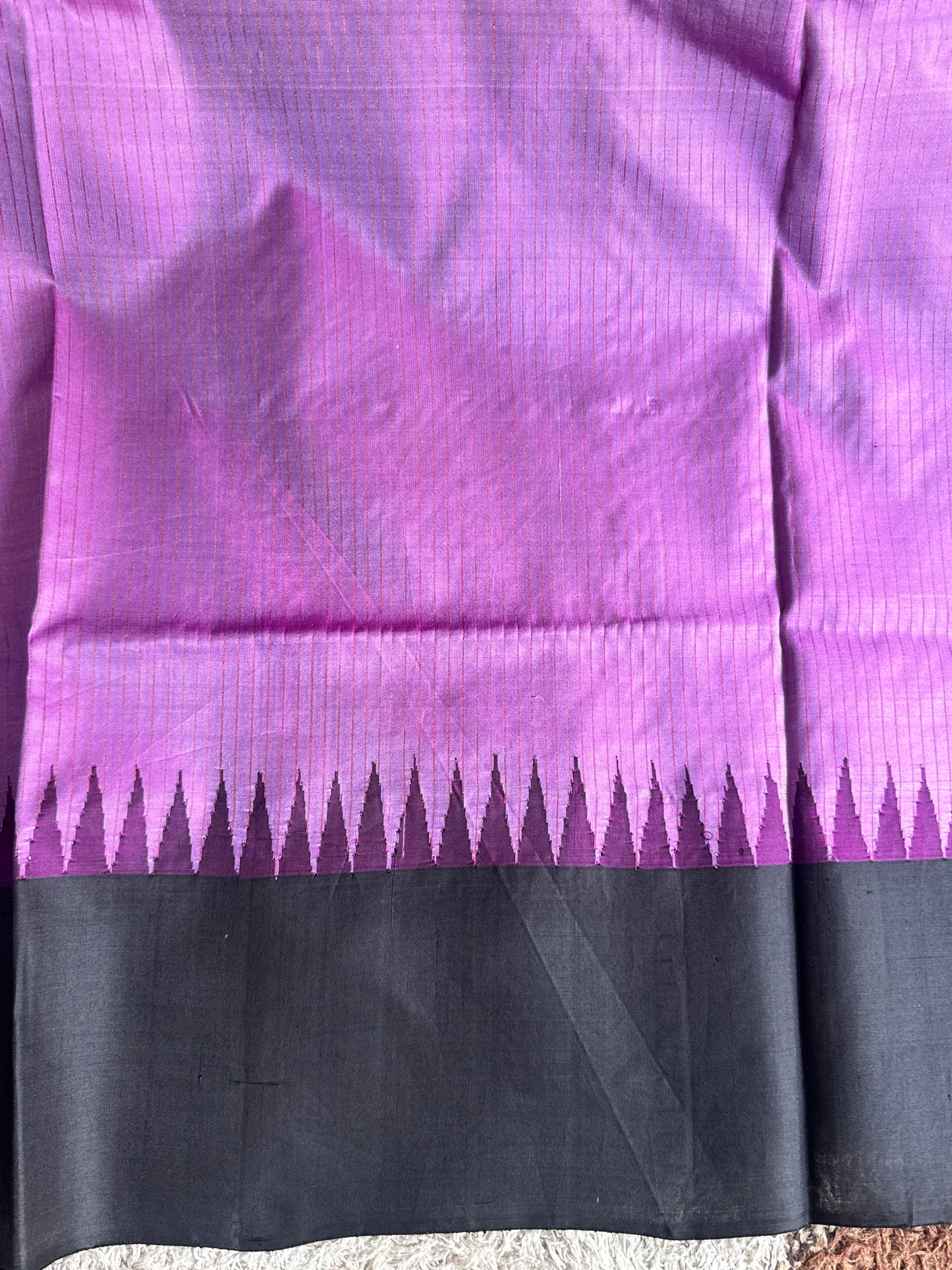 Violet Gadwal Silk Saree with Gold Zari Border — Pure Handloom | Silk Mark Certified