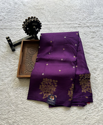 Mona Silk Saree Dark Violet Colored Complemented with a Buti Border. - Sampradaya Designer Studio