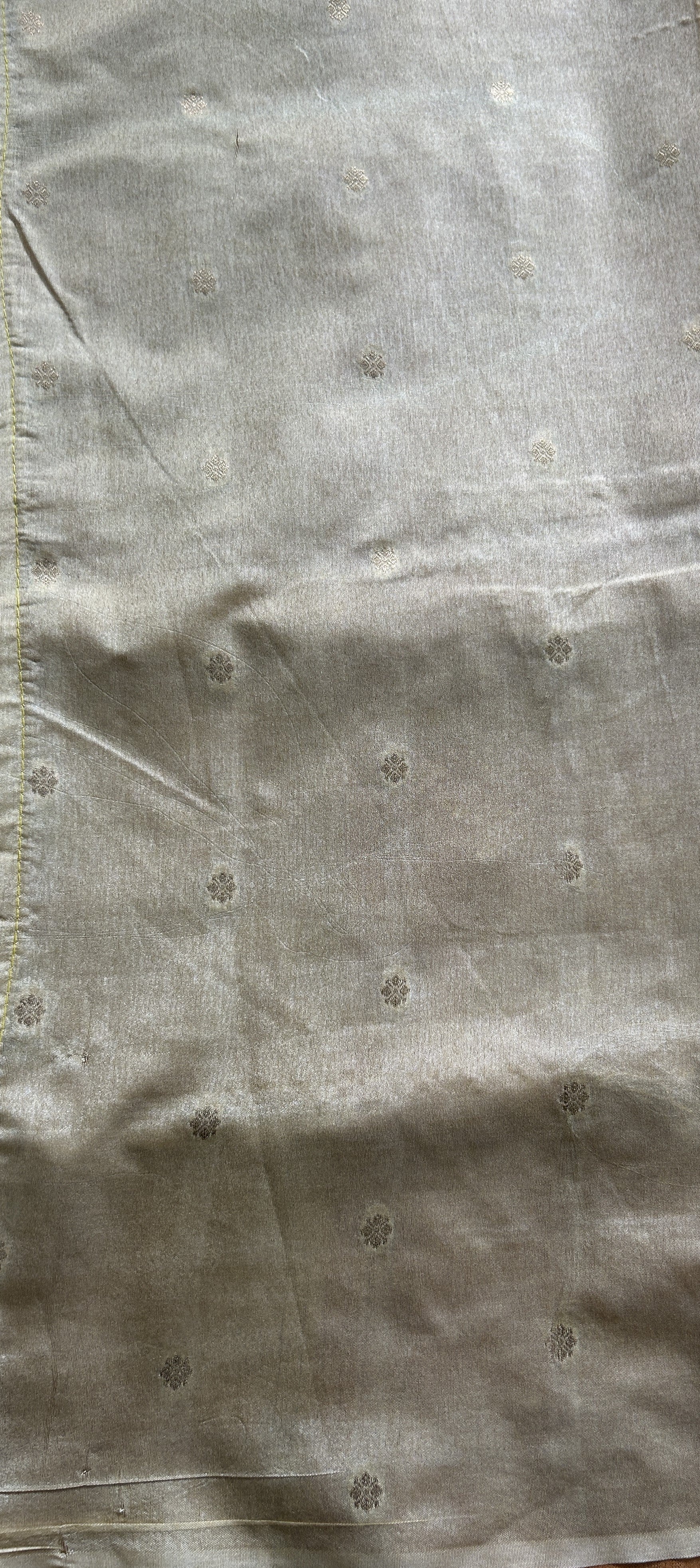 Semi Raw Silk Saree Yellow Colored Complemented with a Zari Border. - Sampradaya Designer Studio