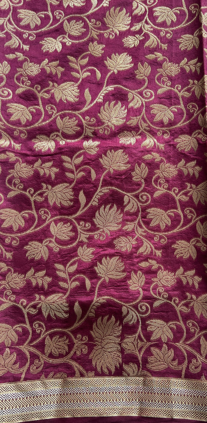 Semi Raw Silk Saree Pink Colored Complemented with a Zari Border. - Sampradaya Designer Studio