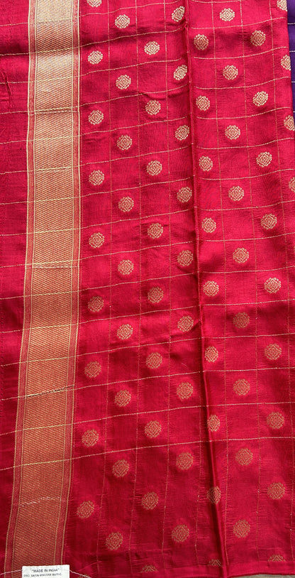Mona Silk Checks Saree Dark Violet Colored Complemented with a Buti Border. - Sampradaya Designer Studio