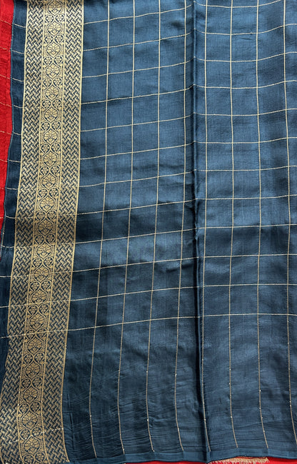Mona Silk Checks Saree Red Colored Complemented with a Buti Border. - Sampradaya Designer Studio