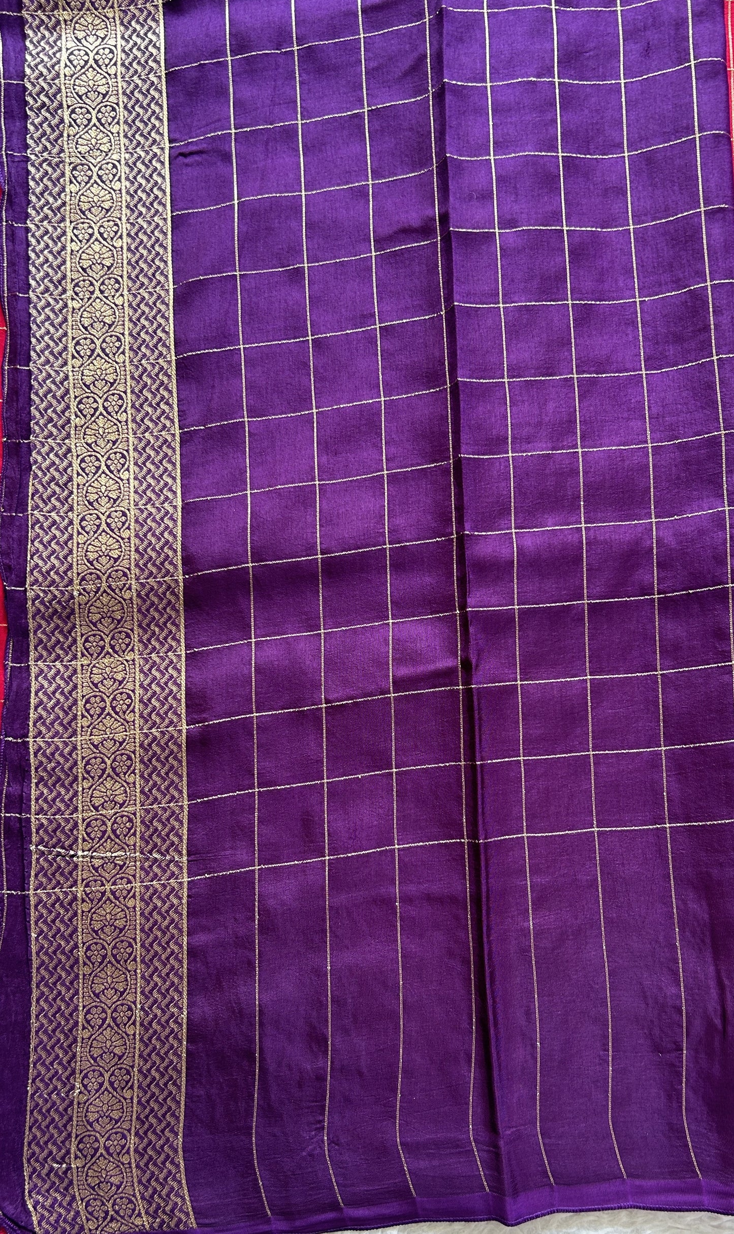 Mona Silk Checks Saree Hot Pink Colored Complemented with a Buti Border. - Sampradaya Designer Studio