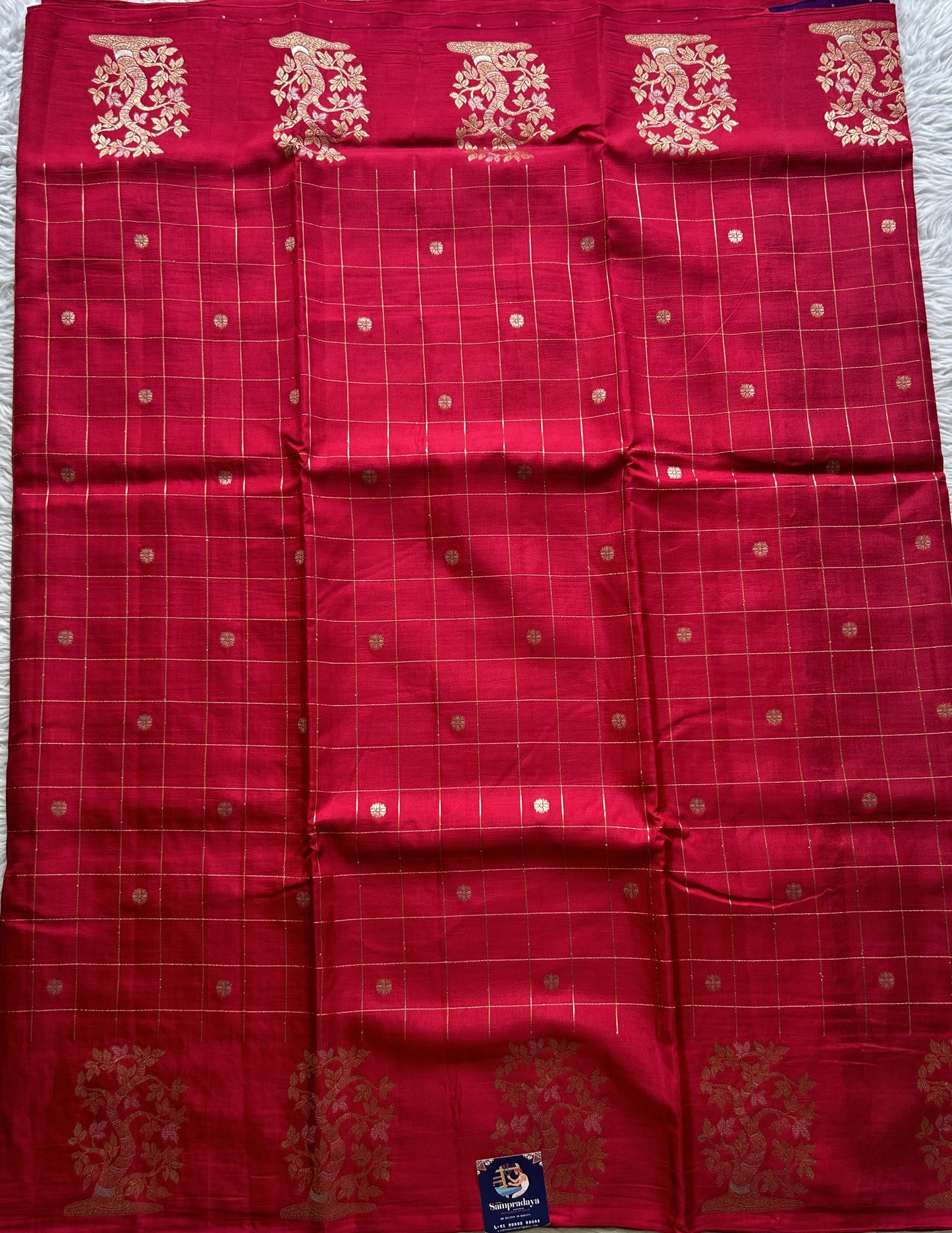 Mona Silk Checks Saree Hot Pink Colored Complemented with a Buti Border. - Sampradaya Designer Studio