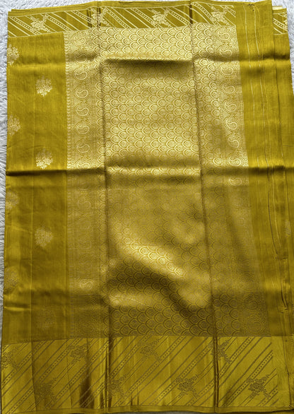 Mona Silk Saree Mustard Yellow Colored Complemented with a Mushrur Border. - Sampradaya Designer Studio