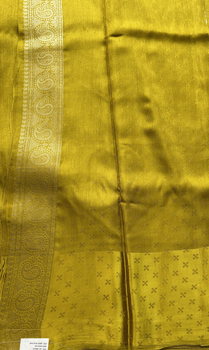Mona Silk Saree Mustard Yellow Colored Complemented with a Mushrur Border. - Sampradaya Designer Studio
