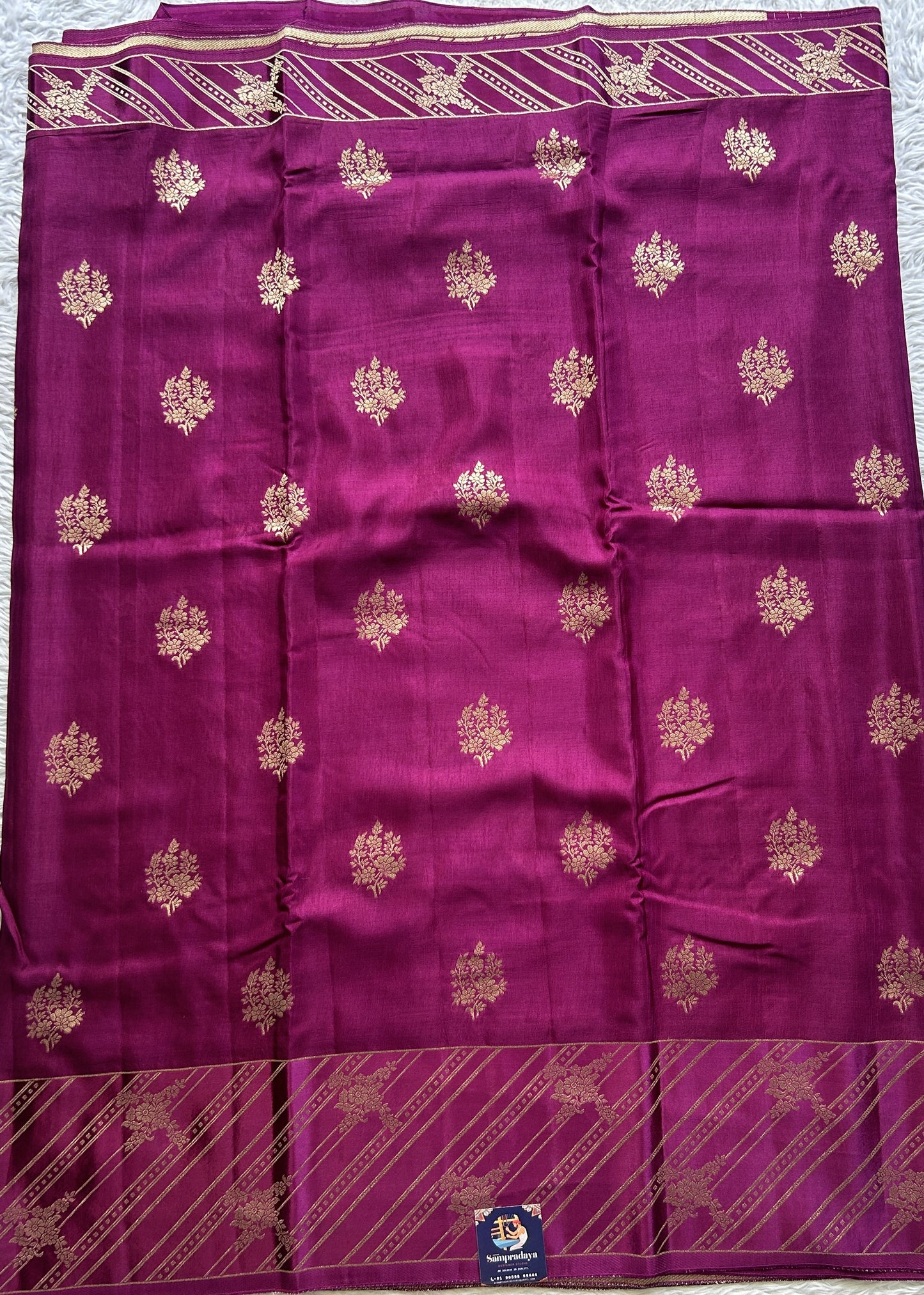 Mona Silk Saree Purple Colored Complemented with a Mushrur Border. - Sampradaya Designer Studio