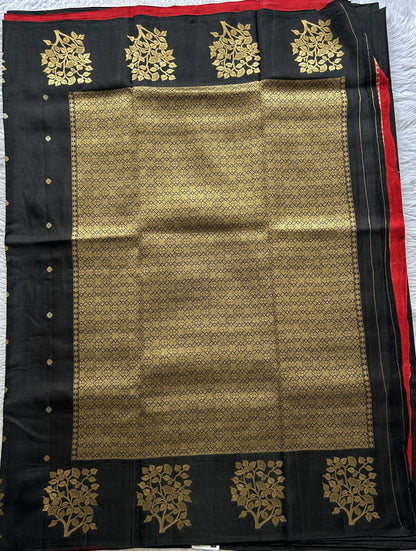 Mona Silk Saree Black Colored Complemented with a Buti Border. - Sampradaya Designer Studio
