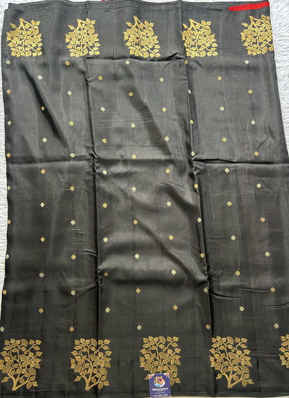 Mona Silk Saree Black Colored Complemented with a Buti Border. - Sampradaya Designer Studio