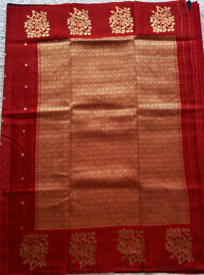 Mona Silk Saree Red Colored Complemented with a Buti Border. - Sampradaya Designer Studio