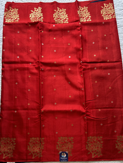 Mona Silk Saree Red Colored Complemented with a Buti Border. - Sampradaya Designer Studio