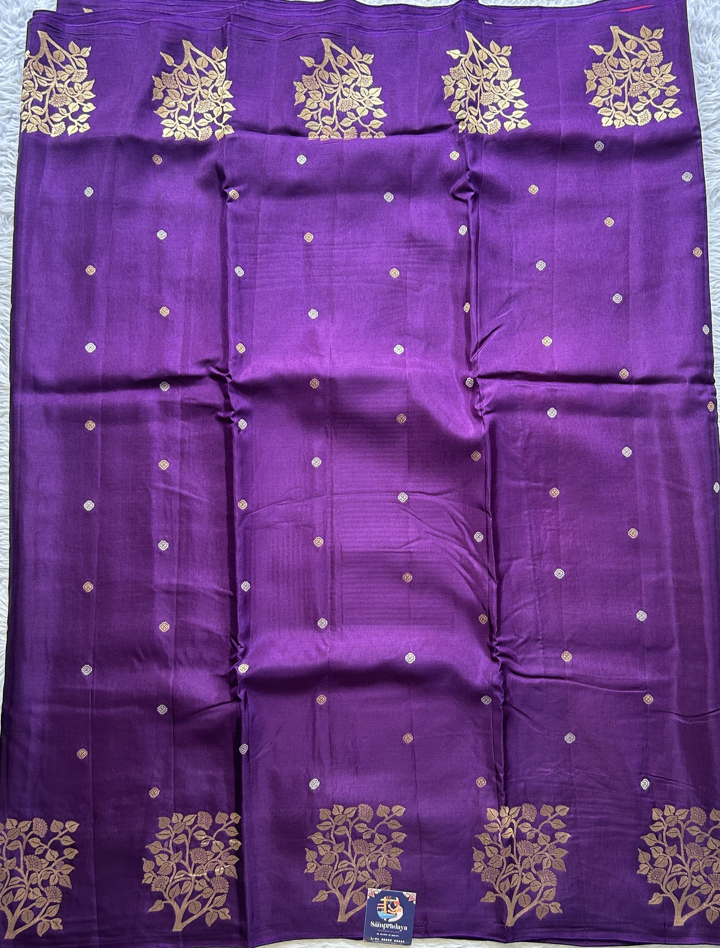 Mona Silk Saree Dark Violet Colored Complemented with a Buti Border. - Sampradaya Designer Studio