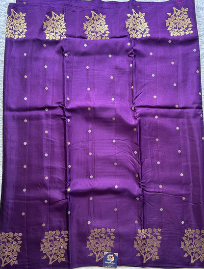 Mona Silk Saree Dark Violet Colored Complemented with a Buti Border. - Sampradaya Designer Studio