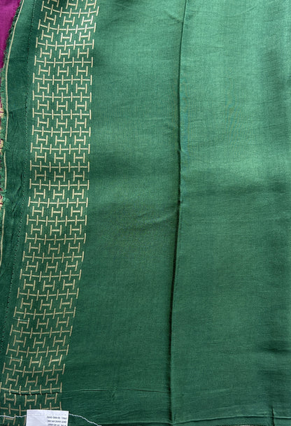 Mona Silk Saree Wine Colored Complemented with a Borderless. - Sampradaya Designer Studio