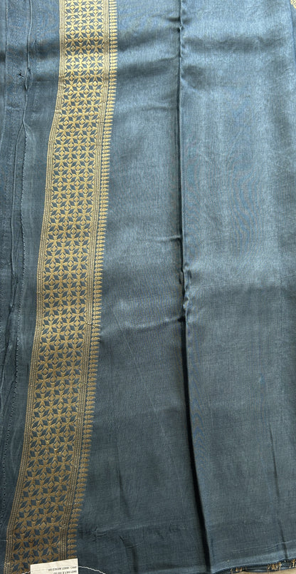 Mona Silk Saree Teal Blue Colored Complemented with a Buti Border. - Sampradaya Designer Studio