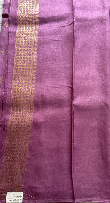 Mona Silk Saree Lavender Colored Complemented with a Mushrur Border. - Sampradaya Designer Studio