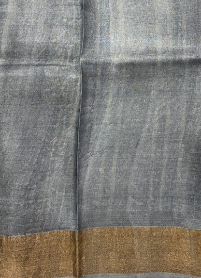 Pure Tussar Silk Saree Brown Color Complemented with a Zari Border.