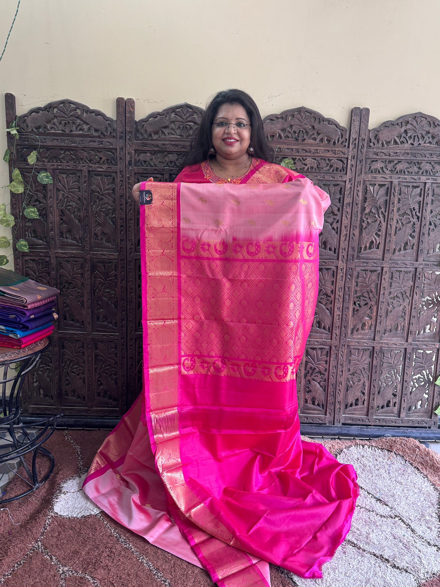 Pure Kanjivaram Silk Saree | Light Blue With Gold Zari Border | Handloom | Silk Mark Certified (Copy)