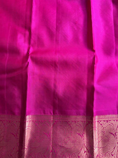 Pure Kanjivaram Silk Saree | Light Blue With Gold Zari Border | Handloom | Silk Mark Certified (Copy)