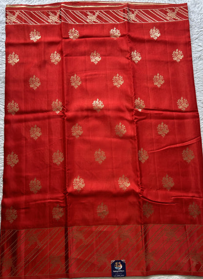 Mona Silk Saree Red Colored Complemented with a Mushrur Border. - Sampradaya Designer Studio