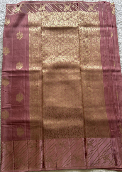 Mona Silk Saree Onion Pink Colored Complemented with a Mushrur Border. - Sampradaya Designer Studio