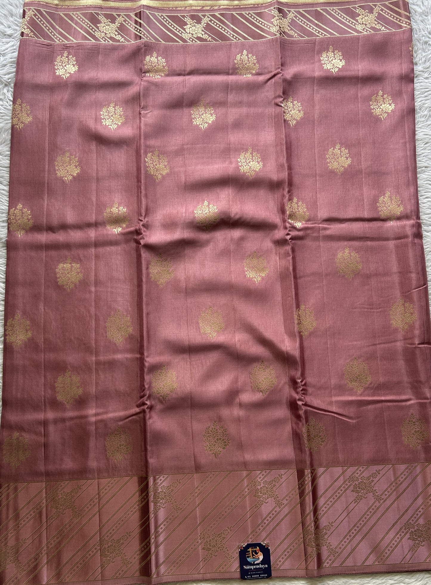 Mona Silk Saree Onion Pink Colored Complemented with a Mushrur Border. - Sampradaya Designer Studio