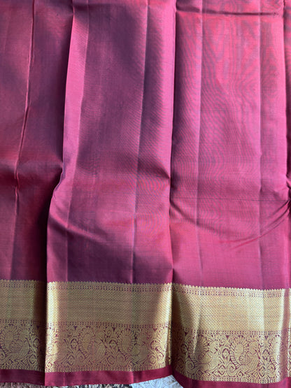 Pure Kanjivaram Silk Saree | Purple With Gold Zari Border | Handloom | Silk Mark Certified
