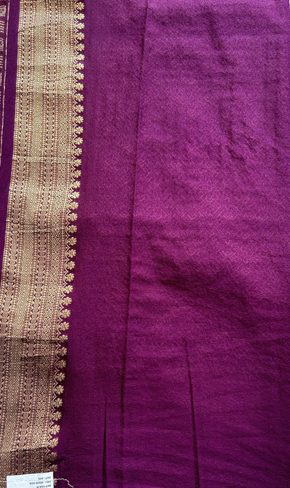 Semi Georgette Saree Lavender Colored Complemented with a Zari Border. - Sampradaya Designer Studio