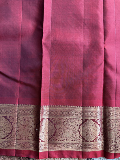 Pure Kanjivaram Silk Saree | Peacock Blue With Gold Zari Border | Handloom | Silk Mark Certified