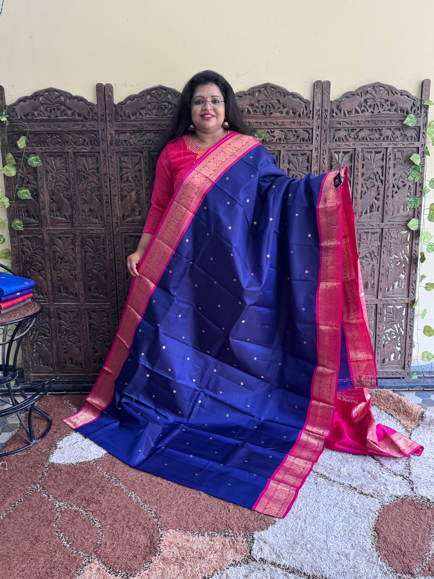 Pure Kanjivaram Silk Saree |Blue With Gold Zari Border | Handloom | Silk Mark Certified