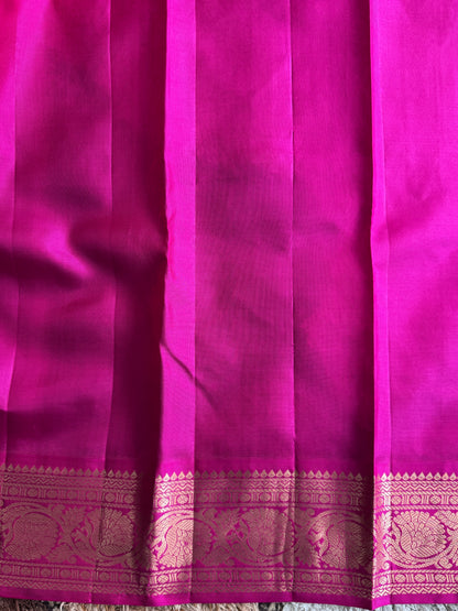 Pure Kanjivaram Silk Saree |Blue With Gold Zari Border | Handloom | Silk Mark Certified
