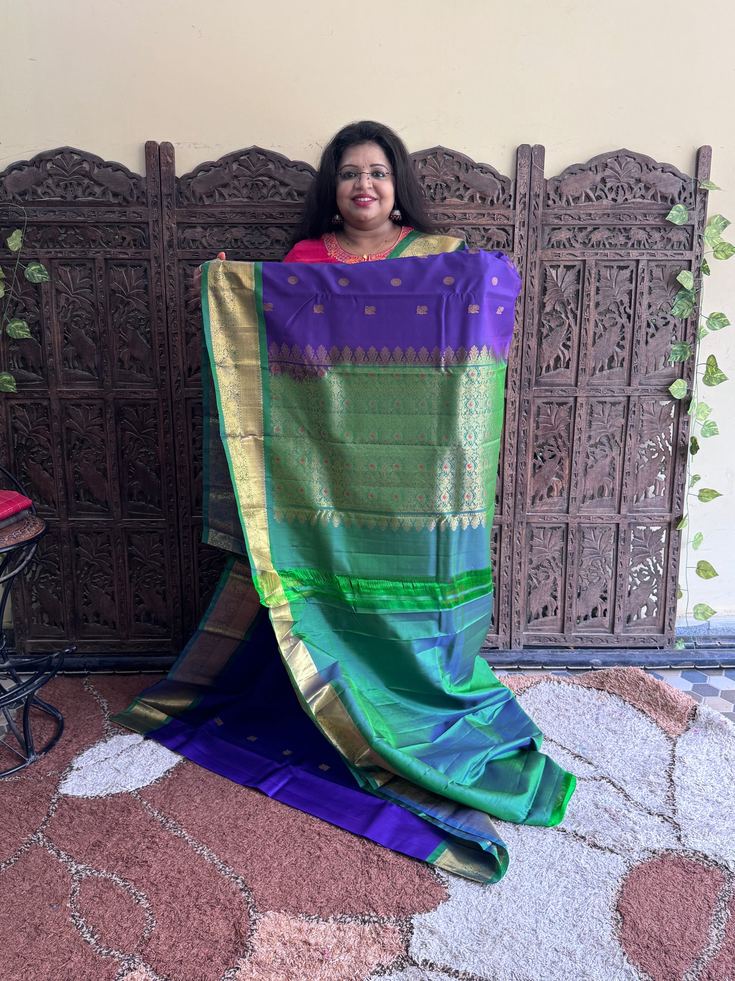 Pure Kanjivaram Silk Saree | Blue With Gold Zari Border | Handloom | Silk Mark Certified
