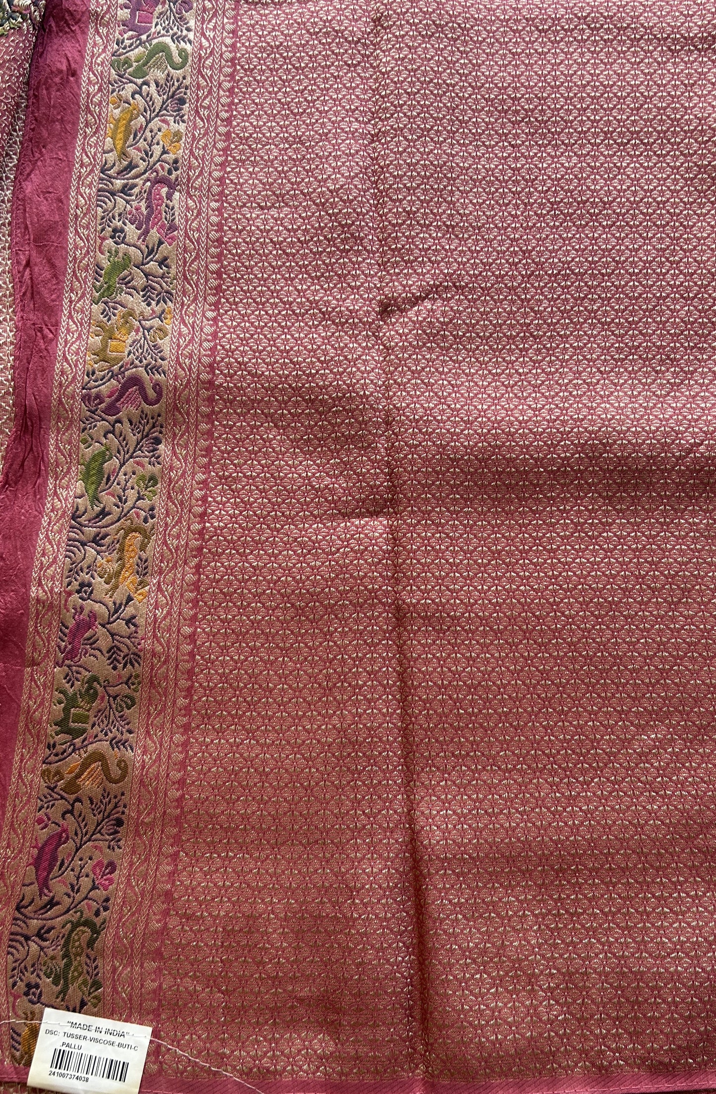 Banarasi Tussar Georgette Saree Onion Pink Colored Paired with a Minakari Border. - Sampradaya Designer Studio