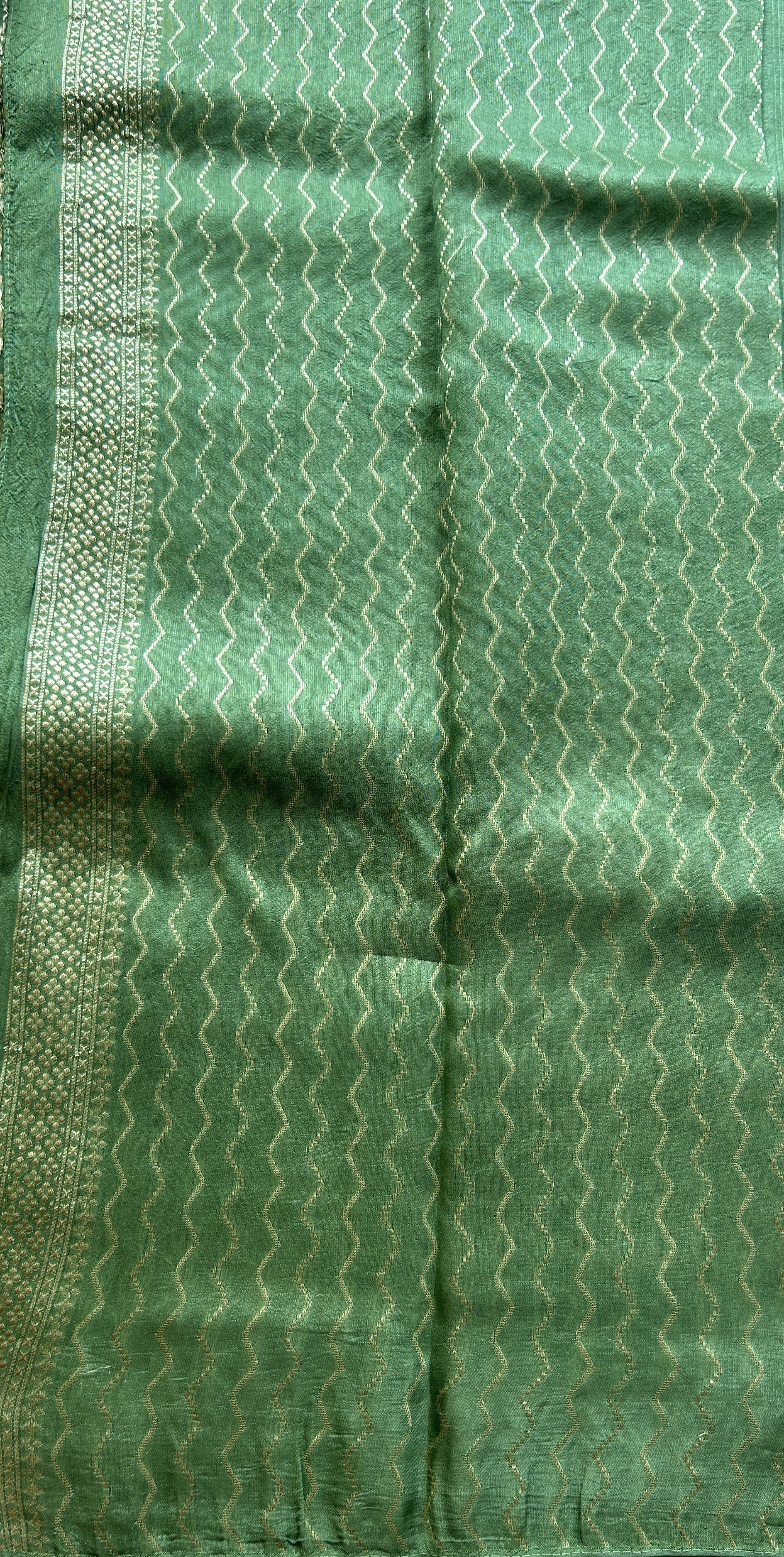 Banarasi Tussar Georgette Saree Sea Green Colored Paired with a Zari Border. - Sampradaya Designer Studio