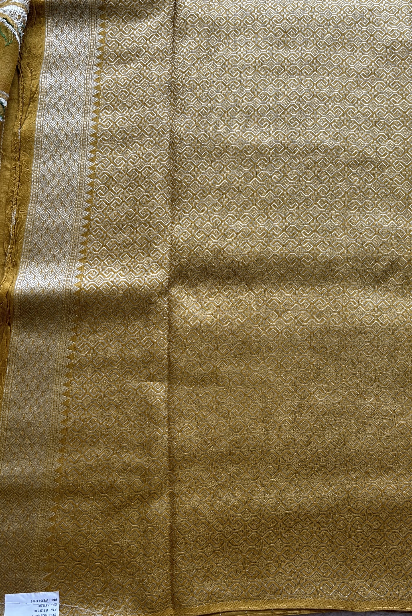 Banarasi Tussar Georgette Saree Mustard Colored Paired with a Zari Border. - Sampradaya Designer Studio