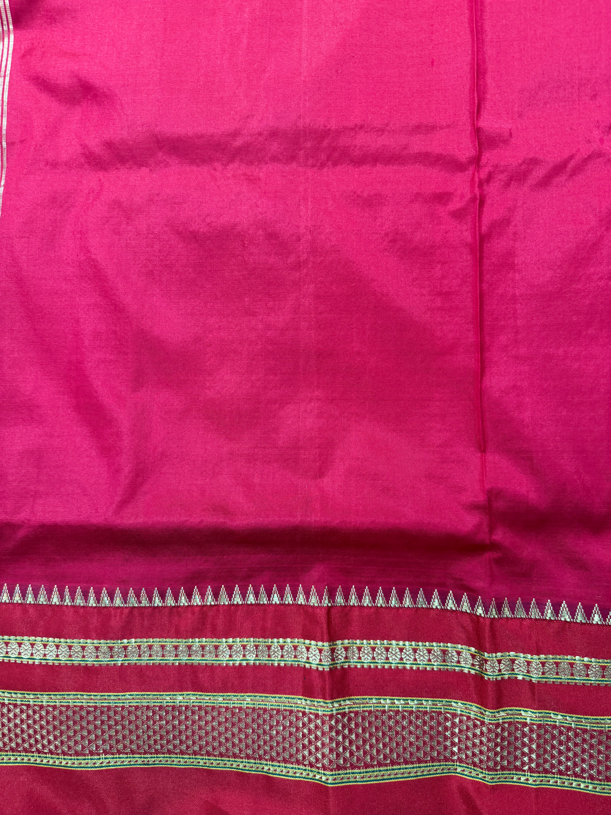 Narayanpet Silk Saree Blue Colored Complemented with a Red Zari Border.