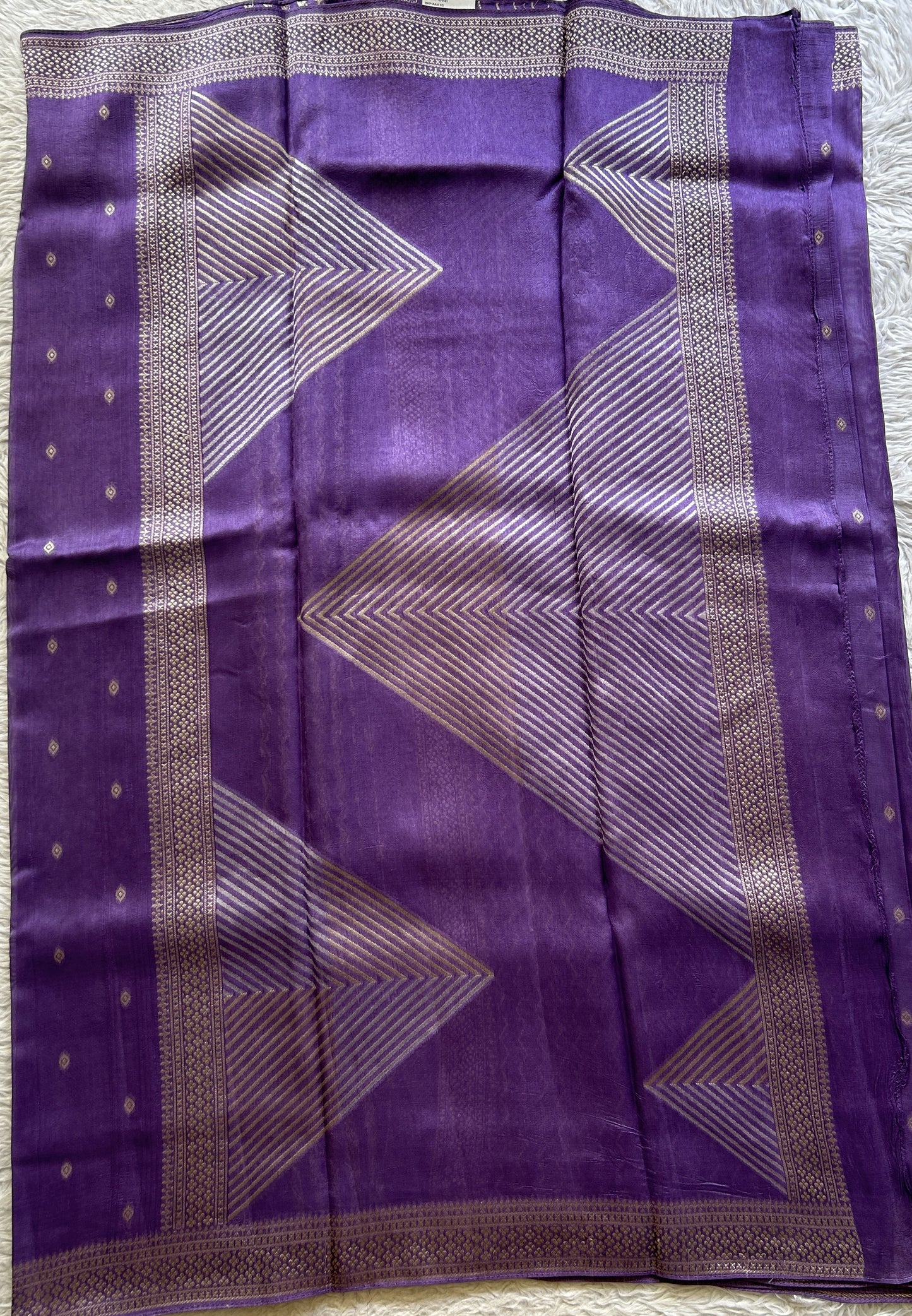 Banarasi Tussar Georgette Saree Lilac Colored Paired with a Zari Border. - Sampradaya Designer Studio