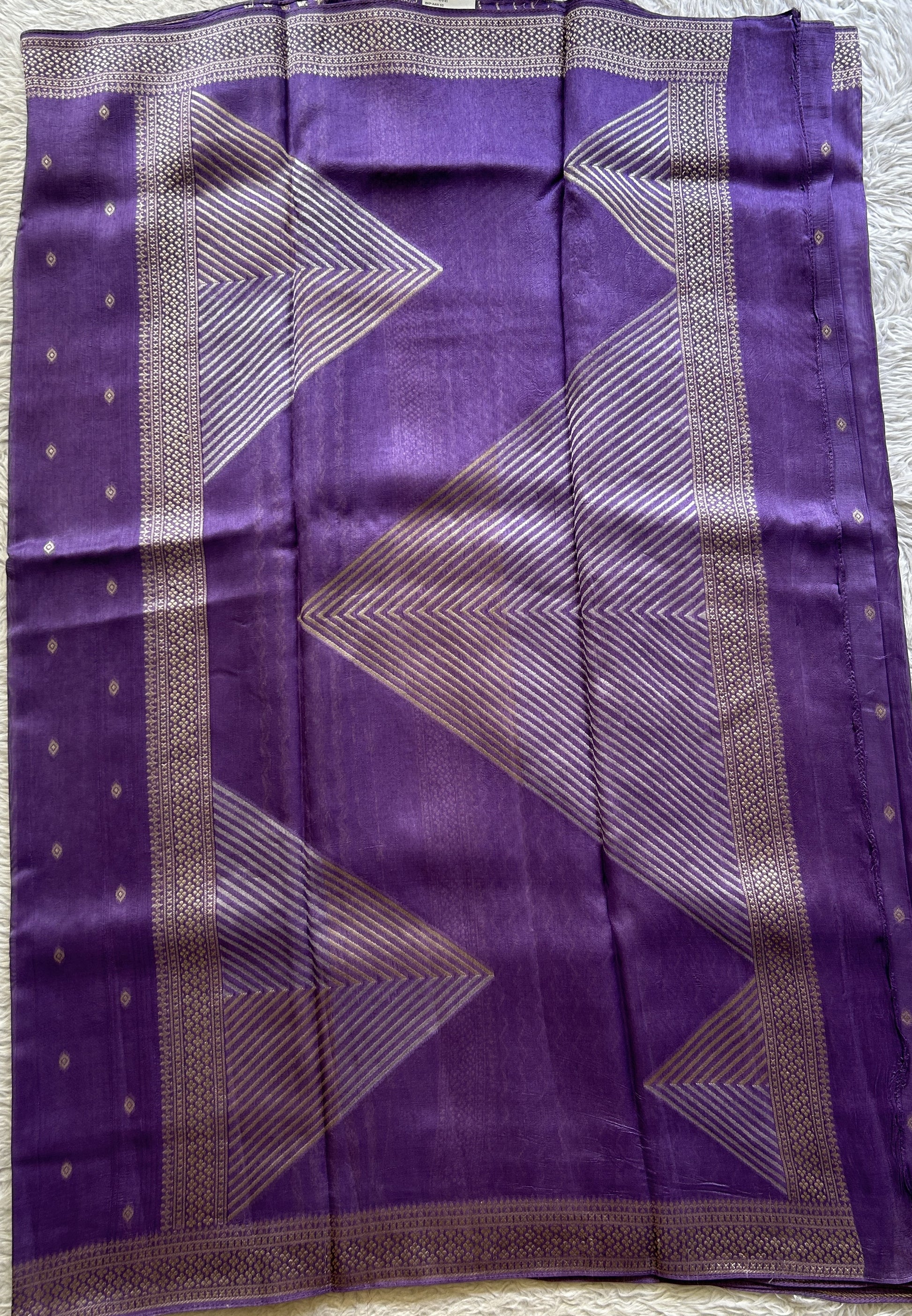 Banarasi Tussar Georgette Saree Lilac Colored Paired with a Zari Border. - Sampradaya Designer Studio