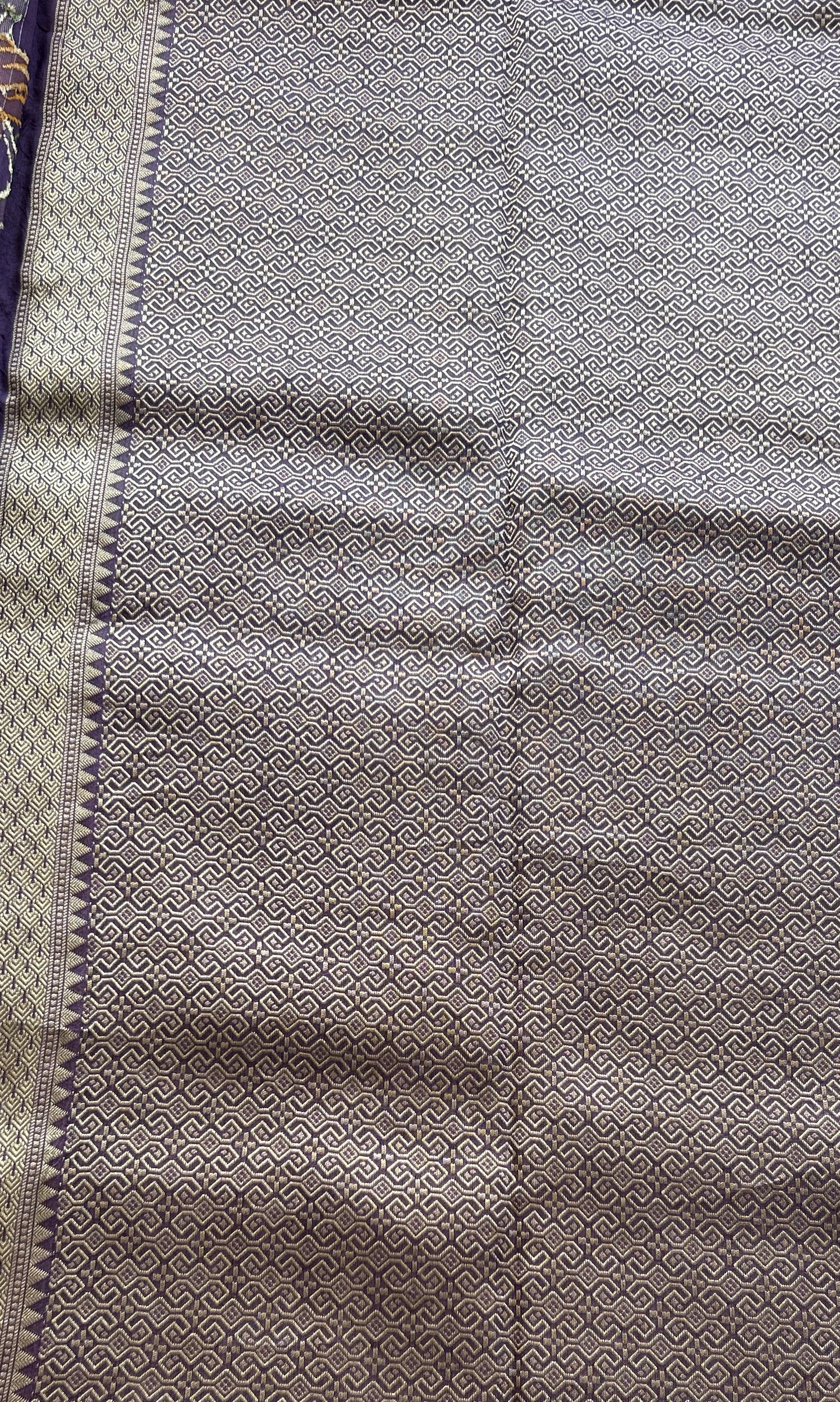 Banarasi Tussar Georgette Saree Lavender Colored Paired with a Zari Border. - Sampradaya Designer Studio