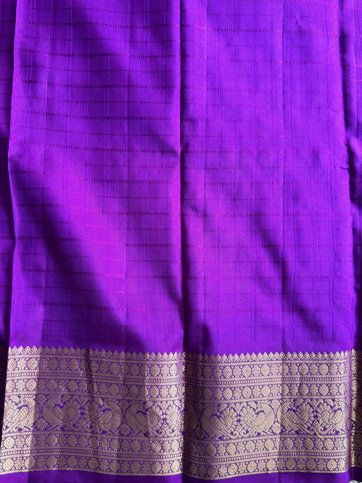 Pure Kanjivaram Silk Saree | Purple With Gold Zari Border | Handloom | Silk Mark Certified
