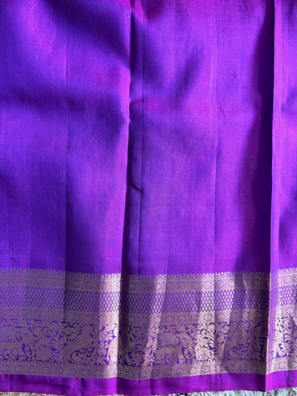 Pure Kanjivaram Silk Saree | Peacock Blue With Gold Zari Border | Handloom | Silk Mark Certified