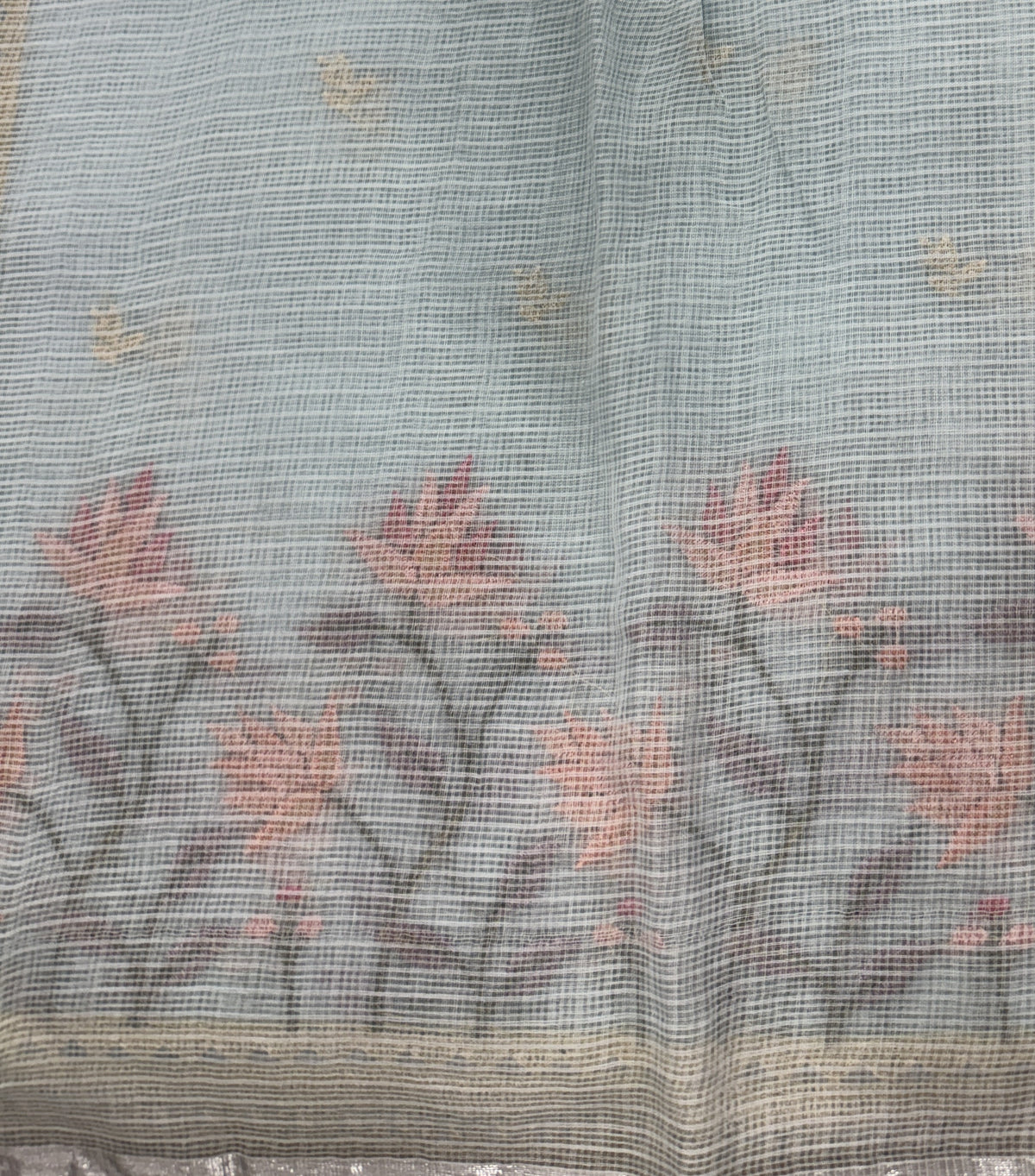 Light Blue Pure Cotton Kota Doria Saree | Airy Handloom Summer Drape