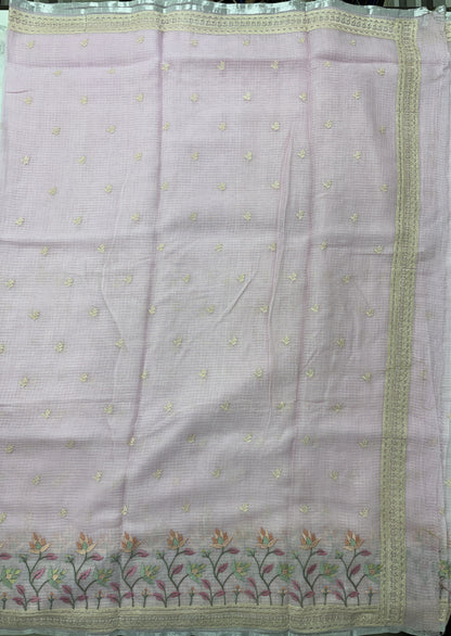 Light Pink Pure Cotton Kota Doria Saree | Airy Handloom Summer Drape