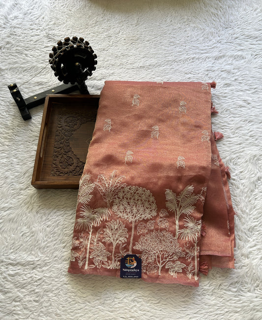 Banarasi Fancy Crushed Saree Onion Pink Colored Complemented with a Borderless. - Sampradaya Designer Studio