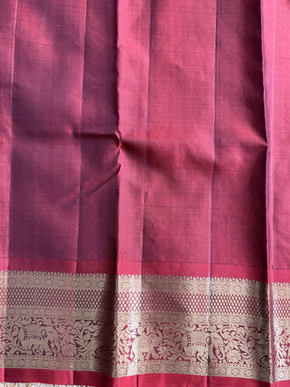 Pure Kanjivaram Silk Saree | Blue With Gold Zari Border | Handloom | Silk Mark Certified