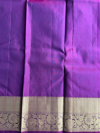 Pure Kanjivaram Silk Saree | Navy Blue With Gold Zari Border | Handloom | Silk Mark Certified