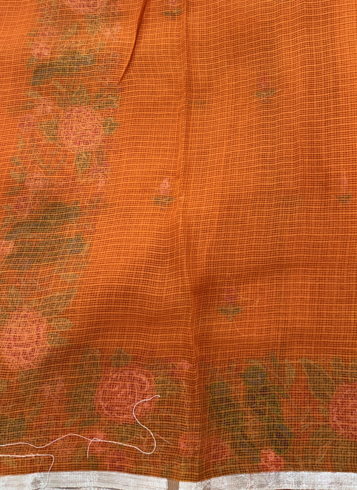 Orange Pure Cotton Kota Doria Saree | Airy Handloom Summer Drape