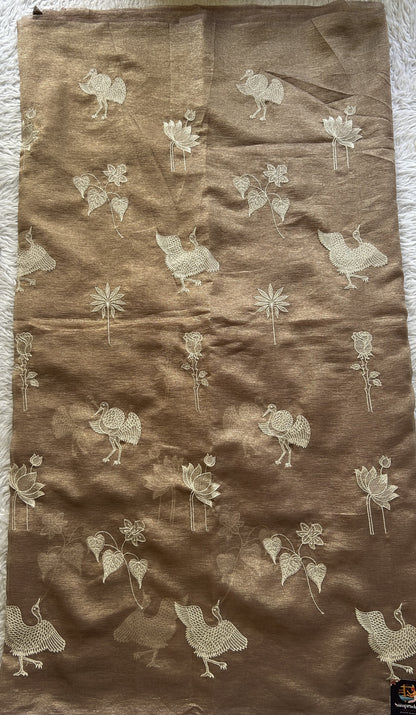 Banarasi Fancy Crushed Saree Light Brown Colored Complemented with a Borderless. - Sampradaya Designer Studio