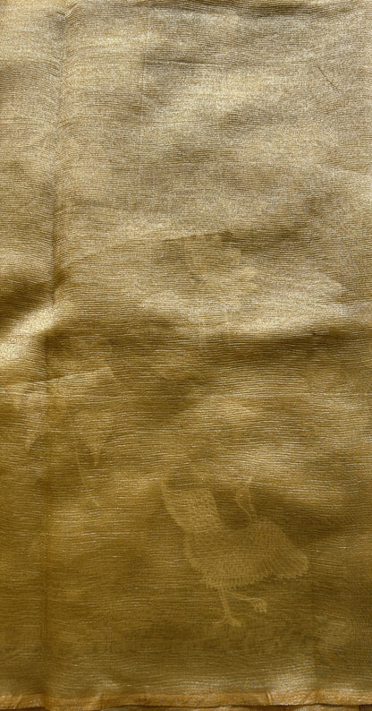 Banarasi Fancy Crushed Saree Yellow Colored Complemented with a Borderless. - Sampradaya Designer Studio