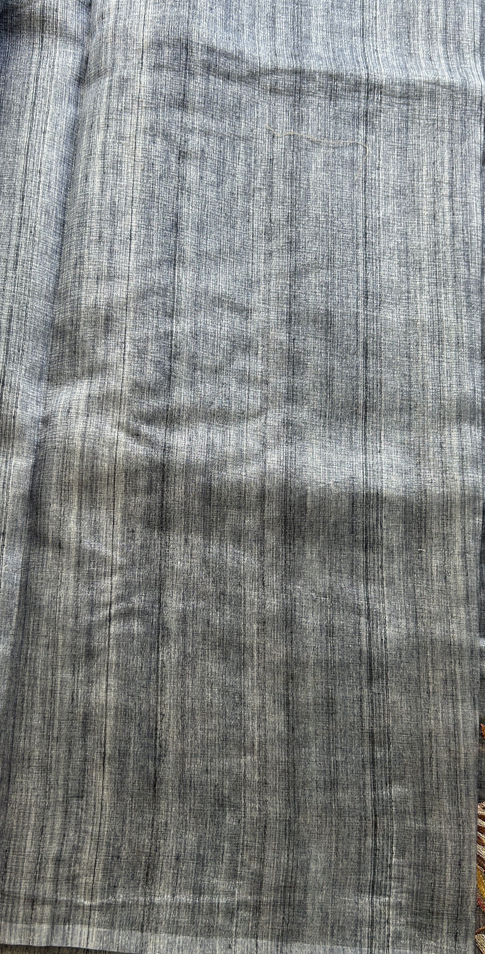 Semi Tussar Saree Ink Blue Colored Elegantly Paired with a Borderless. - Sampradaya Designer Studio